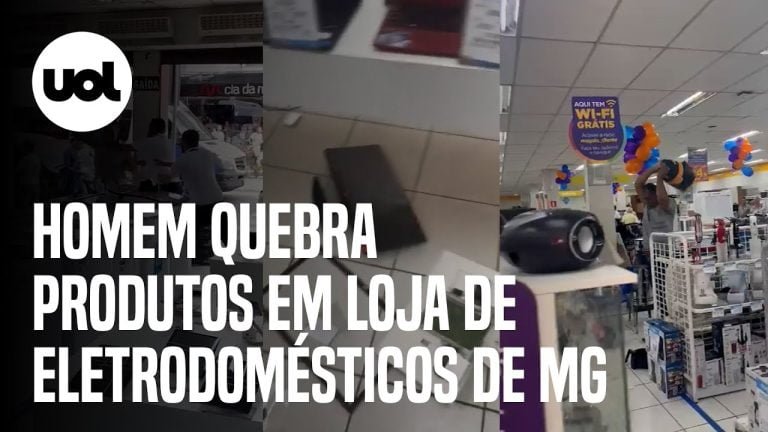 Homem não consegue trocar produto e promove quebra-quebra em loja de Minas Gerais Homem não consegue trocar produto e promove quebra-quebra em loja de Minas Gerais