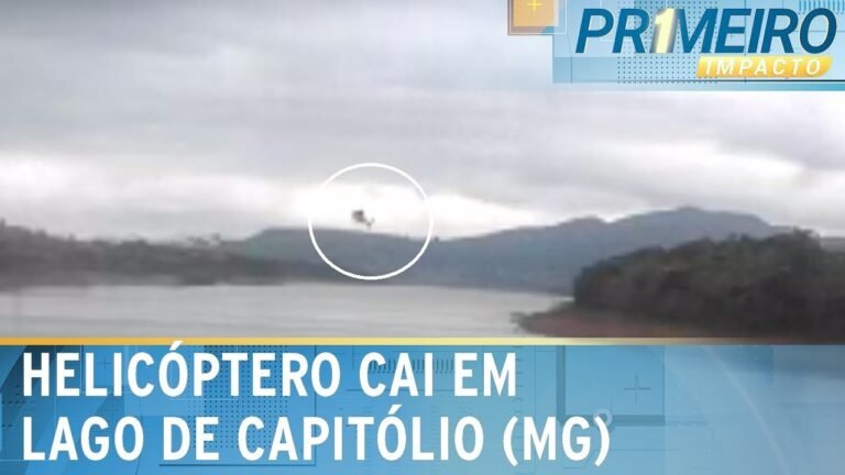 Com 4 a bordo, helicóptero cai no lago de Furnas, em Capitólio (MG); veja