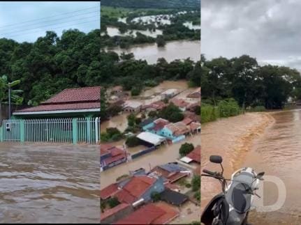 Vídeos – Após chuva, rio transborda e alaga duas cidades de MT